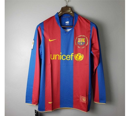 Barcelona 07/08 Home Red&Blue Long Sleeve Soccer Jersey